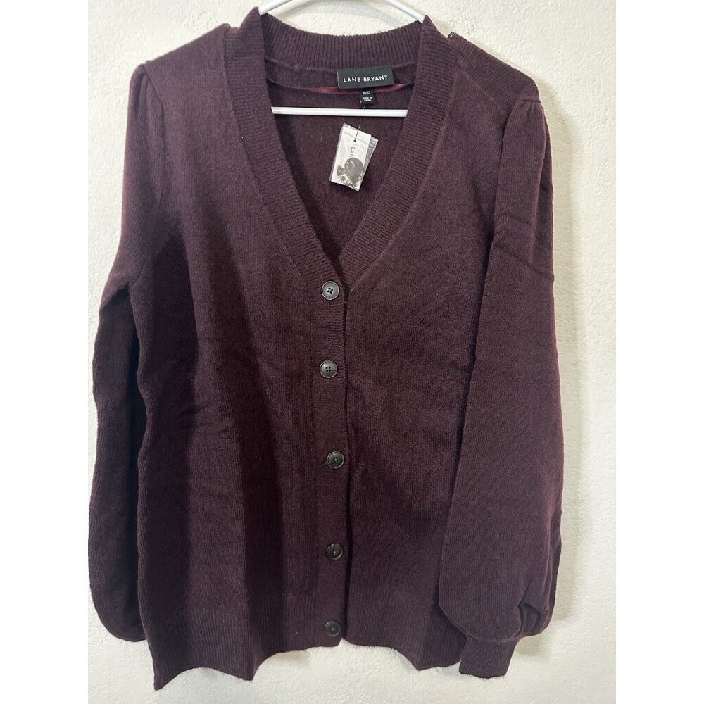 Lane Bryant Purple Knit Button Front Cardigan Sweater Size 10/12